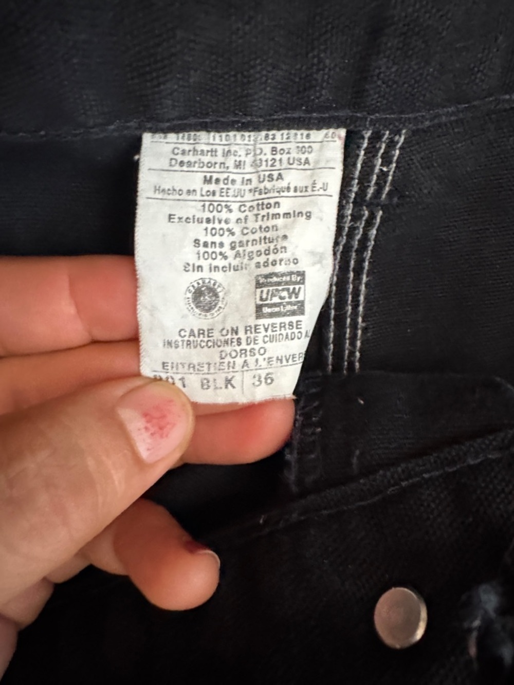 Carhartt B01 14800 Double Knee USA 36x34 Black - Picture 2 of 16